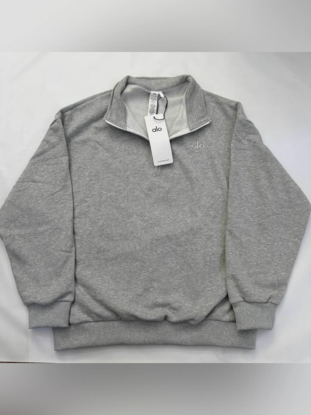 Alo Men's Gray Quarter-Zip Pullover Sweater